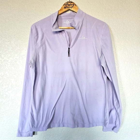 PARADOX 1/4 ZIP LONG SLEEVE PURPLE FLEECE PULLOVER AND PANTS BOTTOM WOMENS LARGE - Picture 1 of 7